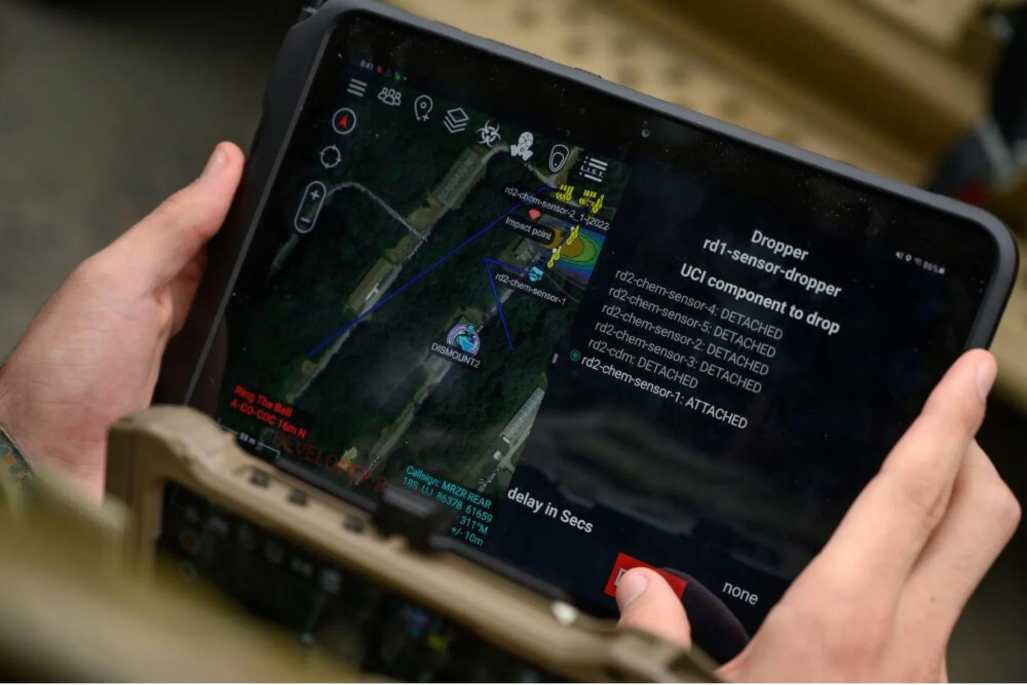 Shared map on a TAK tablet